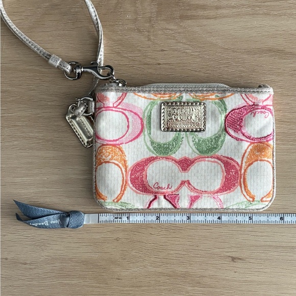 Coach Signature Canvas Wristlet with Pink, Orange, and Green Accents - Picture 3 of 3